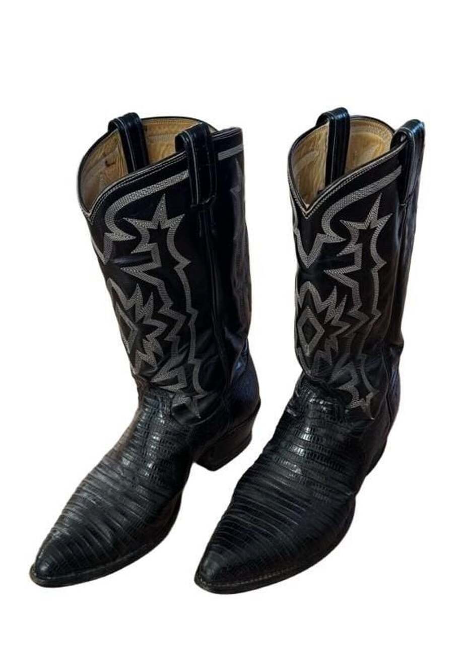 Vintage rare Tony Lama Black Lizard Skin Western Cowboy Boots